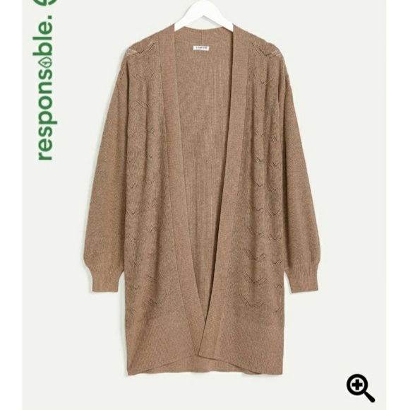 Knit Open Cardigan with Balloon Sleeves - Picture 1 of 3